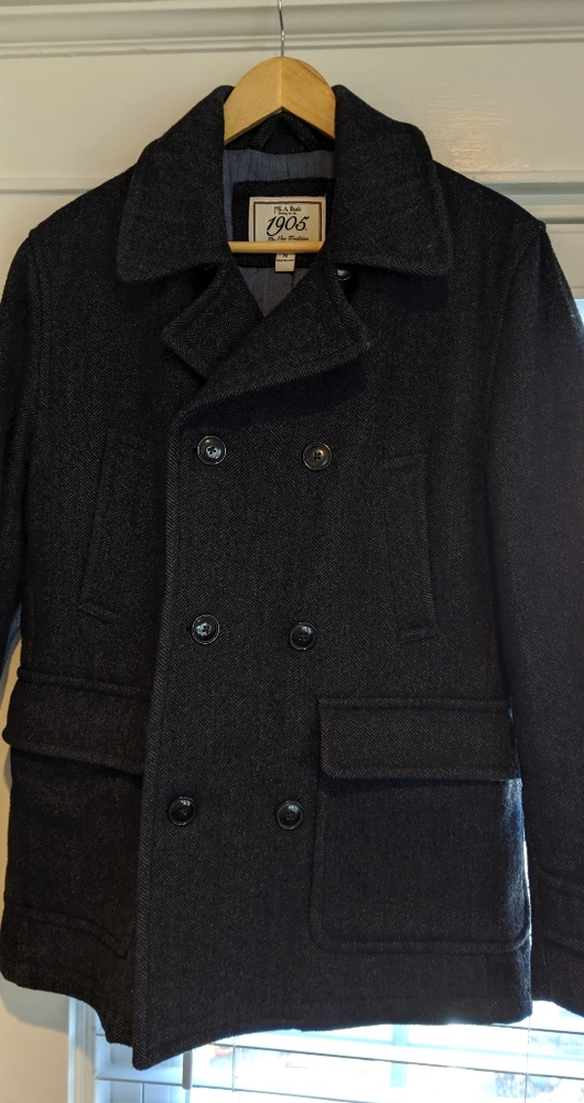 Men's Peacoat (Medium) charcoal herringbone